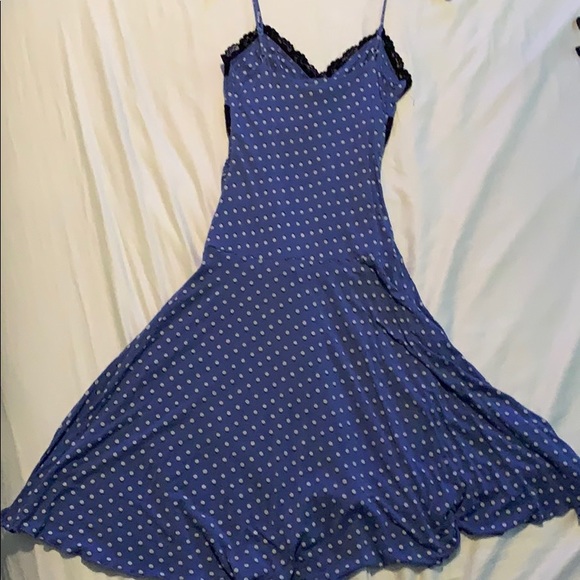 Betsy Johnson blue lace polka dot dress w/ lace - Picture 2 of 3
